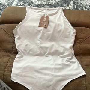 REORIA Butsmooth® Women’s Basic‎ Sexy Sleeveless Bodysuit. White. Small